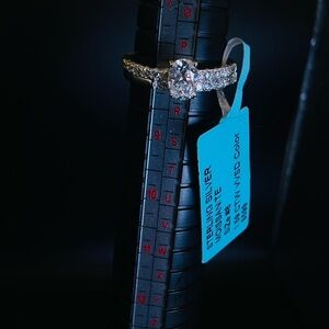 Sterling Silver Cubic Zirconia Engagement Ring - set